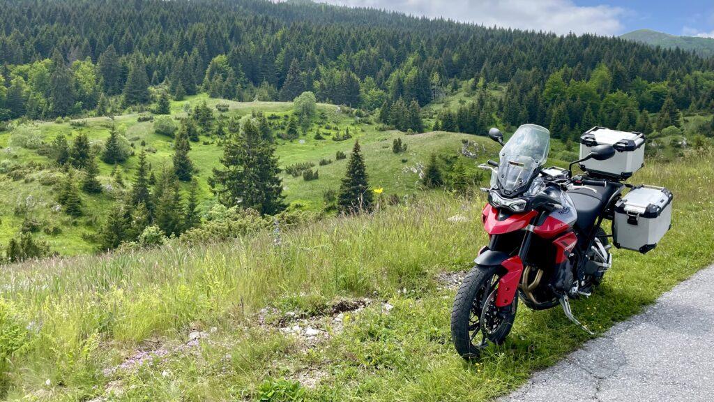 Traveling on Triumph in Durmitor National Park Montenegro